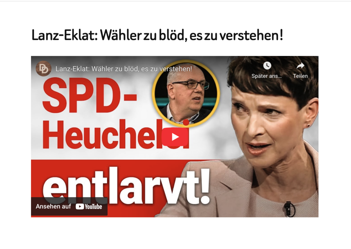 Lanz-Eklat: Wähler zu blöd, es zu verstehen!