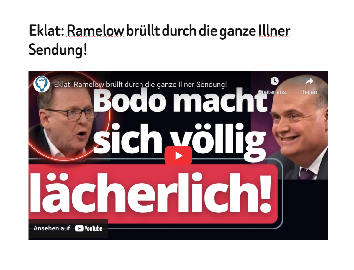 Eklat: Ramelow brüllt durch die ganze Illner Sendung!