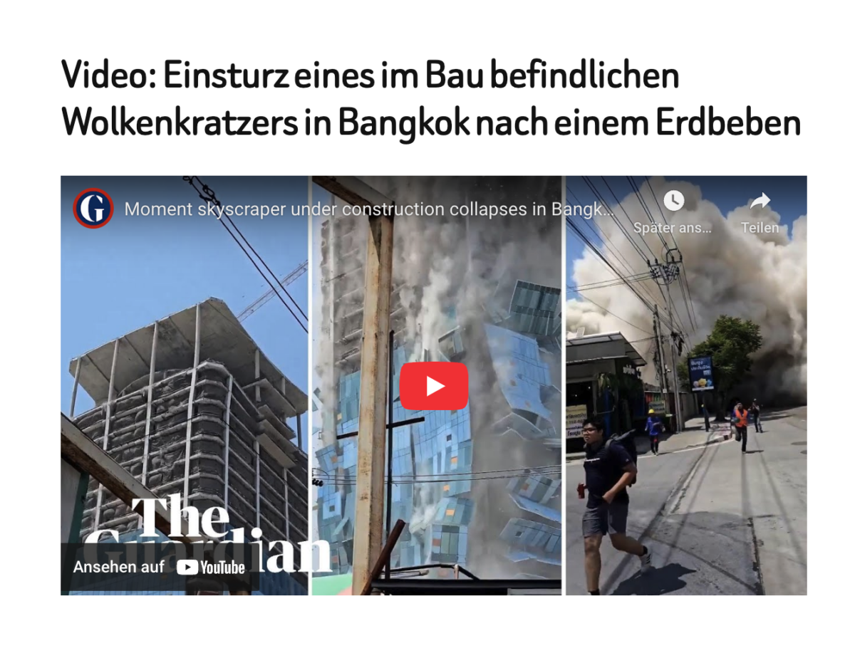 Video: Einsturz eines im Bau befindlichen Wolkenkratzers in Bangkok nach einem Erdbeben