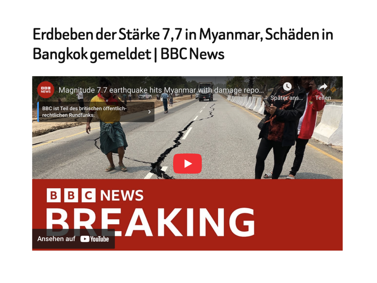Erdbeben der Stärke 7,7 in Myanmar, Schäden in Bangkok gemeldet | BBC News