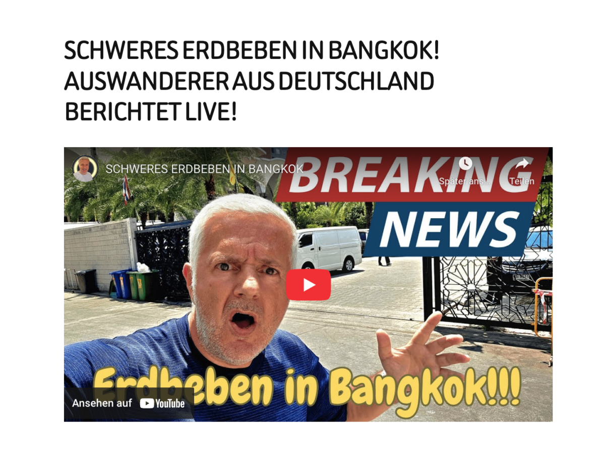 SCHWERES ERDBEBEN IN BANGKOK! AUSWANDERER AUS DEUTSCHLAND BERICHTET LIVE!