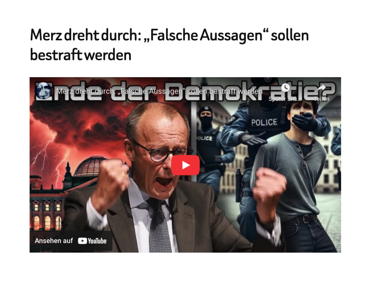Merz dreht durch: „Falsche Aussagen“ sollen bestraft werden