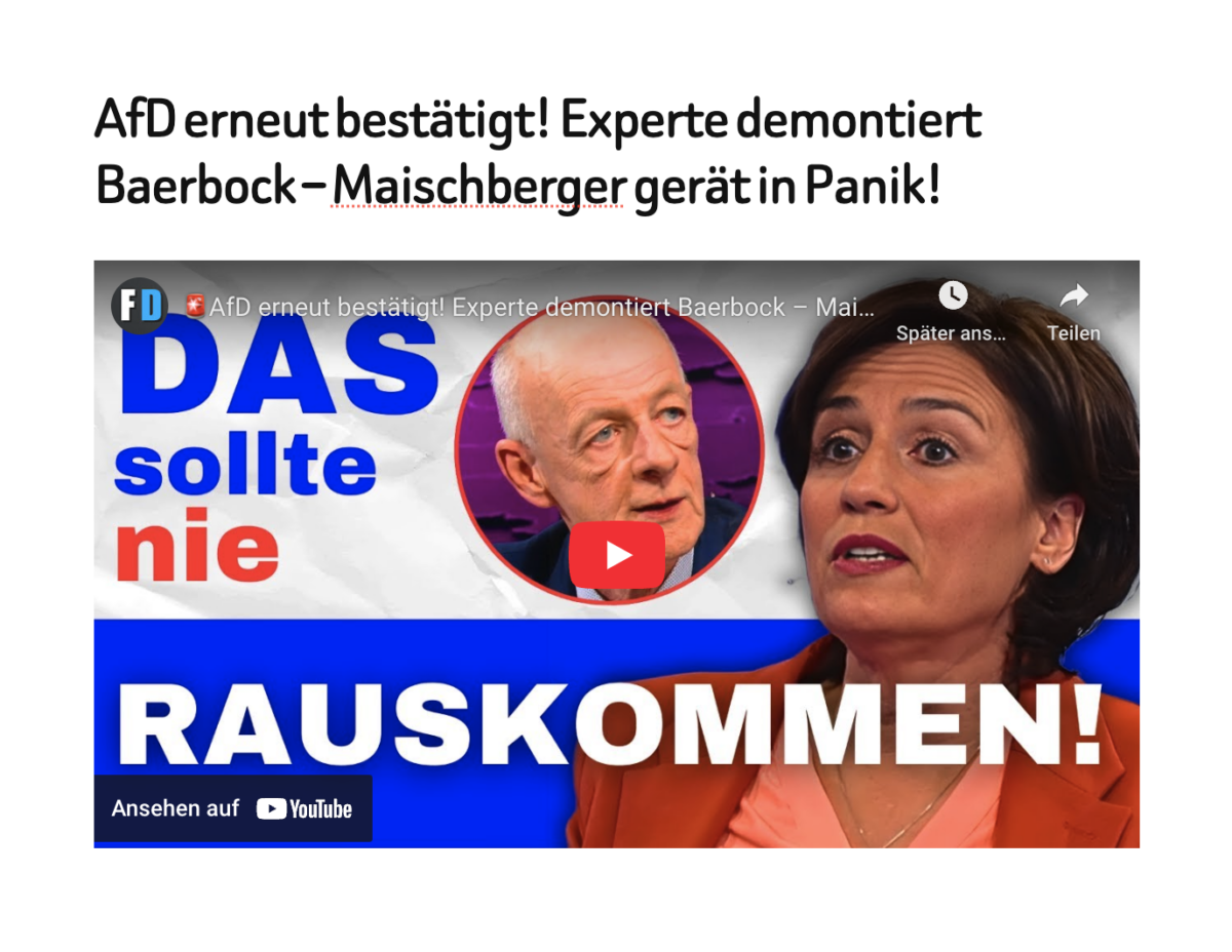AfD erneut bestätigt! Experte demontiert Baerbock – Maischberger gerät in Panik!