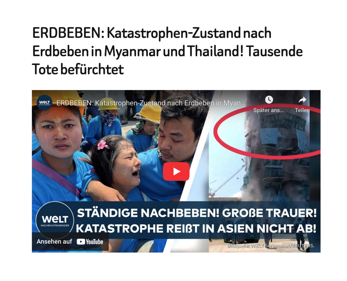 ERDBEBEN: Katastrophen-Zustand nach Erdbeben in Myanmar und Thailand! Tausende Tote befürchtet