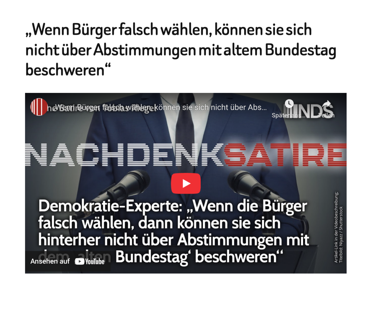 „Wenn Bürger falsch wählen, können sie sich nicht über Abstimmungen mit altem Bundestag beschweren“
