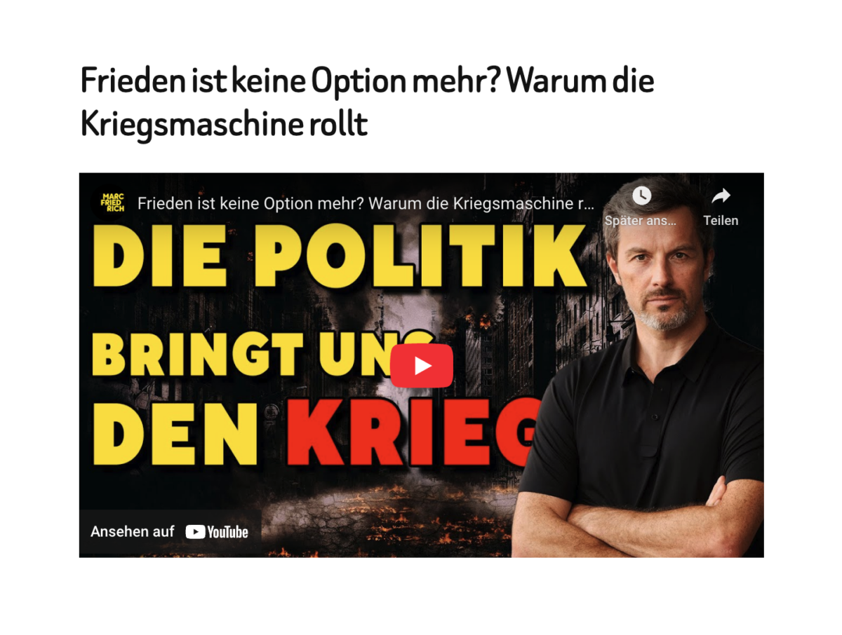 Frieden ist keine Option mehr? Warum die Kriegsmaschine rollt