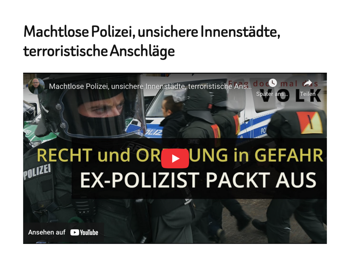 Machtlose Polizei, unsichere Innenstädte, terroristische Anschläge