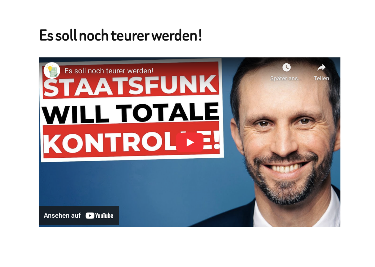 Es soll noch teurer werden!