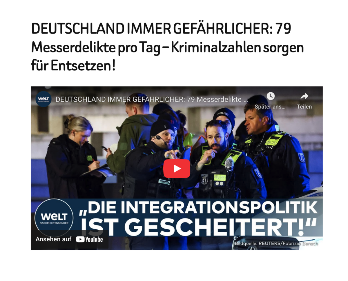 DEUTSCHLAND IMMER GEFÄHRLICHER: 79 Messerdelikte pro Tag – Kriminalzahlen sorgen für Entsetzen!