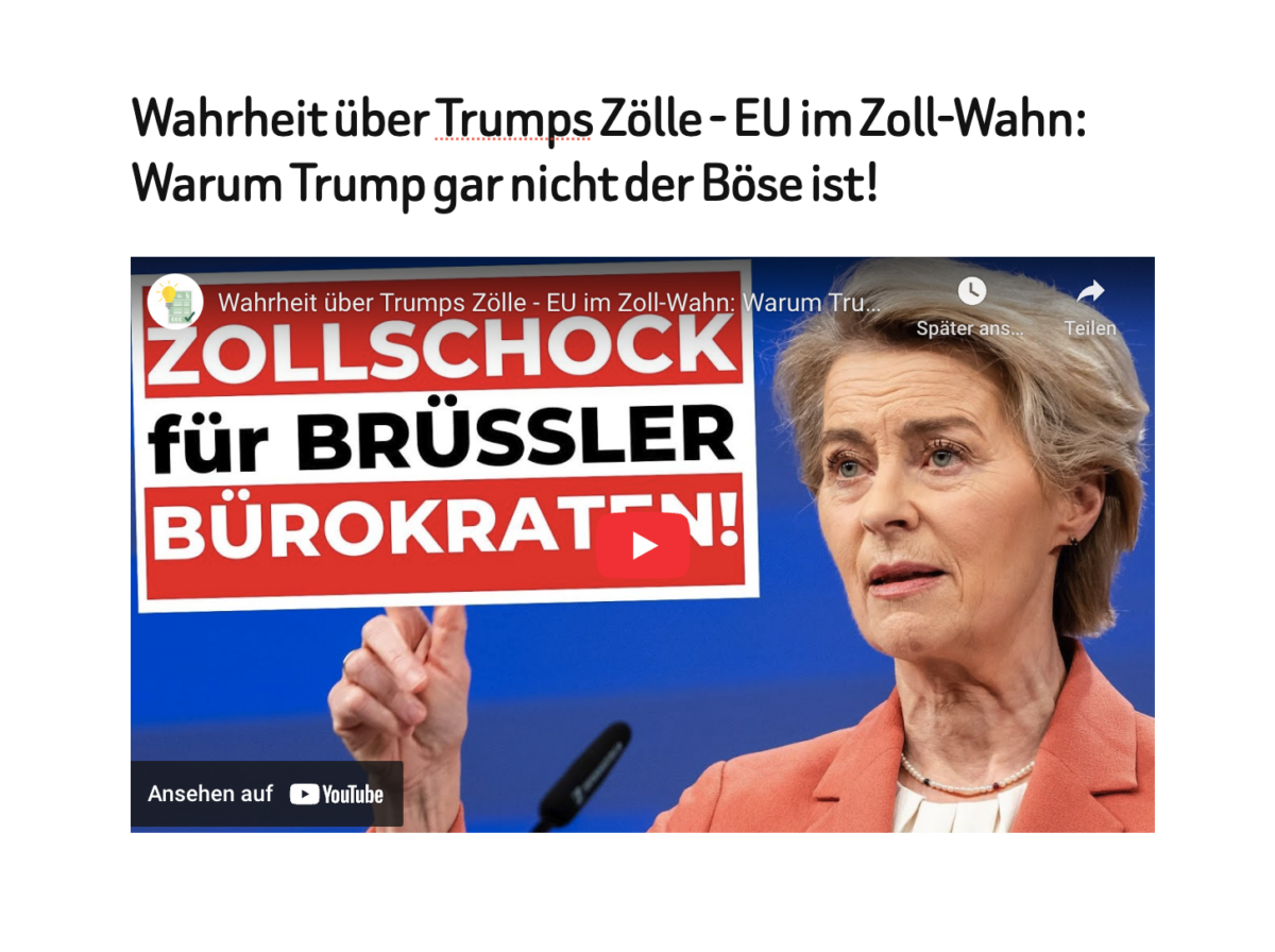 Wahrheit über Trumps Zölle – EU im Zoll-Wahn: Warum Trump gar nicht der Böse ist!