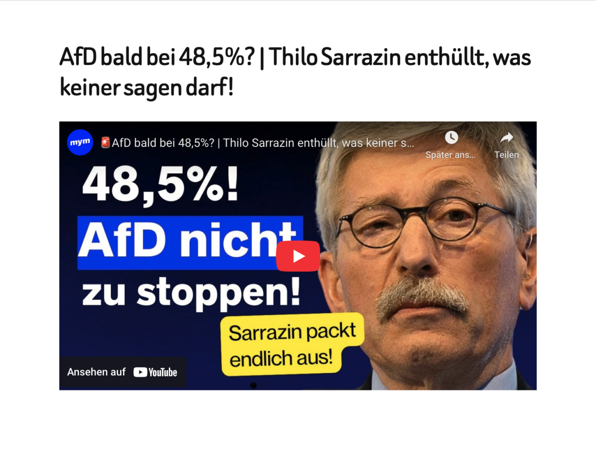 AfD bald bei 48,5%? | Thilo Sarrazin enthüllt, was keiner sagen darf!