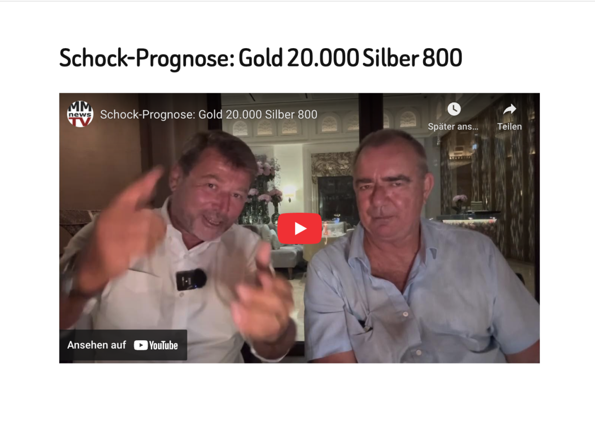 Schock-Prognose: Gold 20.000 Silber 800