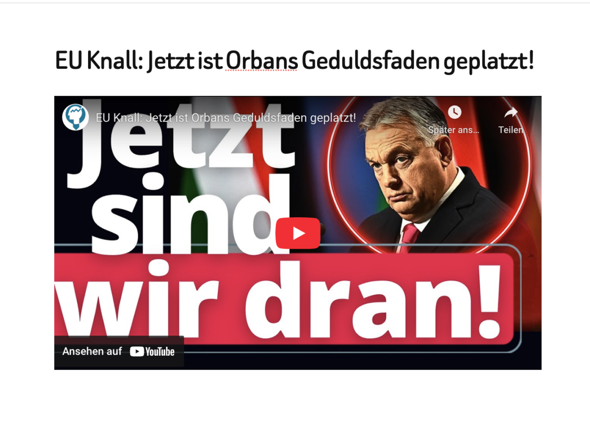 EU Knall: Jetzt ist Orbans Geduldsfaden geplatzt!