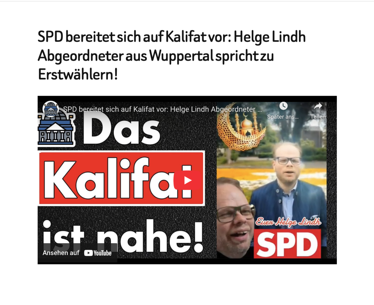 SPD bereitet sich auf Kalifat vor: Helge Lindh Abgeordneter aus Wuppertal spricht zu Erstwählern!