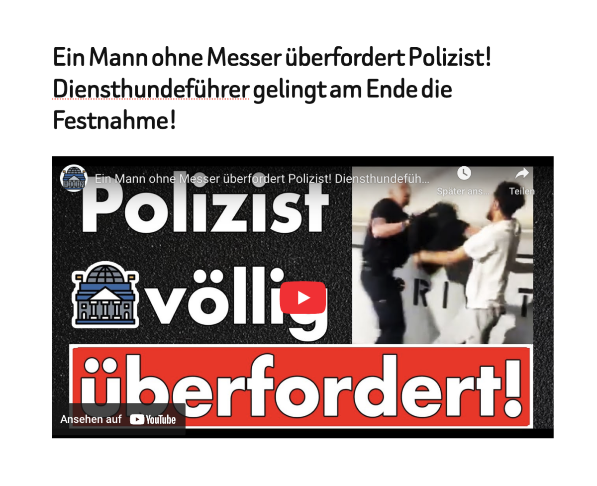 Ein Mann ohne Messer überfordert Polizist! Diensthundeführer gelingt am Ende die Festnahme!