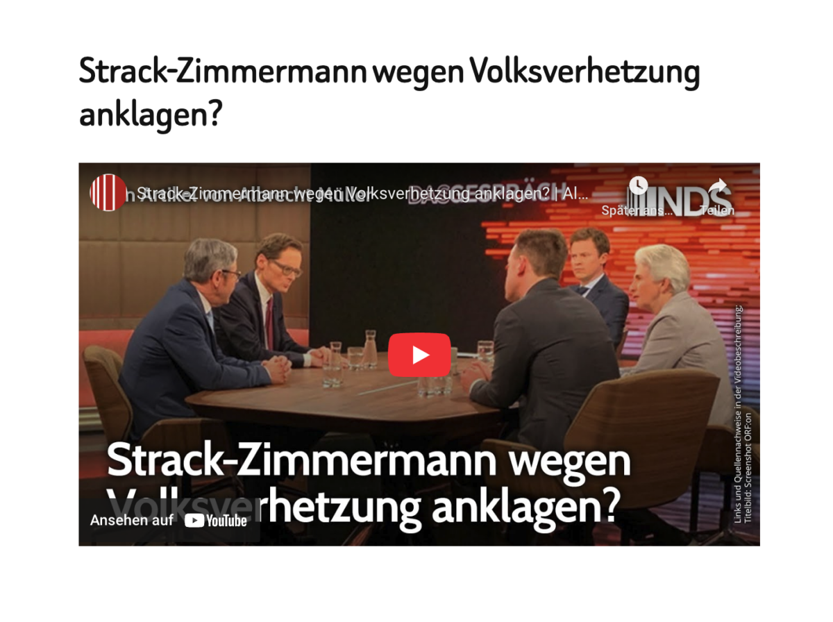 Strack-Zimmermann wegen Volksverhetzung anklagen? 