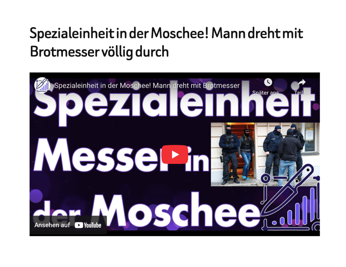 Spezialeinheit in der Moschee! Mann dreht mit Brotmesser völlig durch