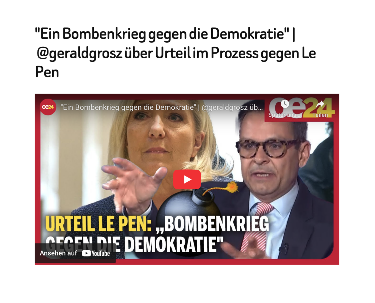 „Ein Bombenkrieg gegen die Demokratie“ | ‪@geraldgrosz‬ über Urteil im Prozess gegen Le Pen
