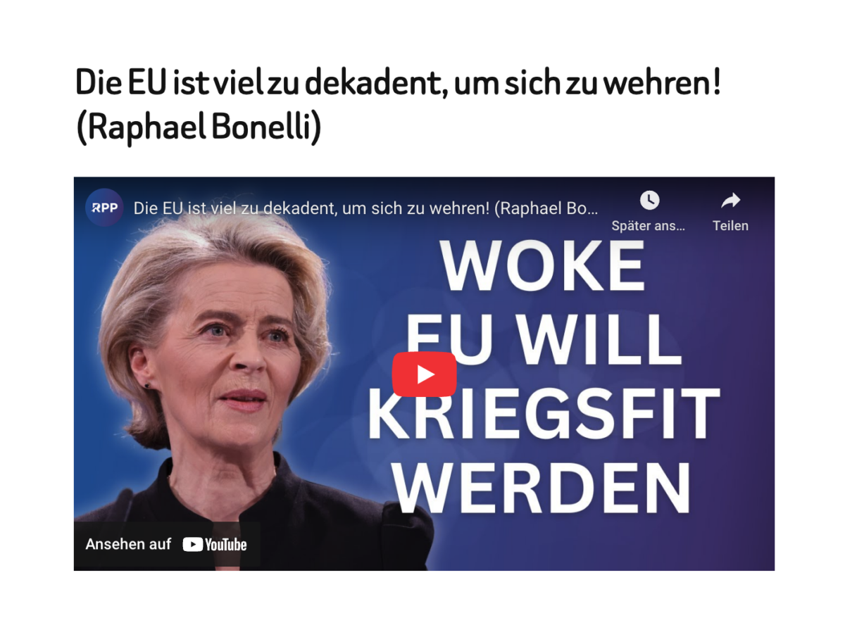 Die EU ist viel zu dekadent, um sich zu wehren! (Raphael Bonelli)