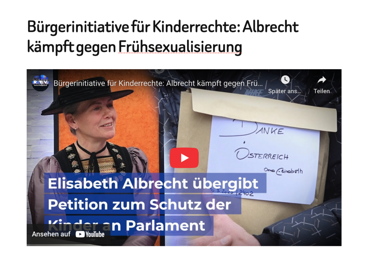 Bürgerinitiative für Kinderrechte: Albrecht kämpft gegen Frühsexualisierung