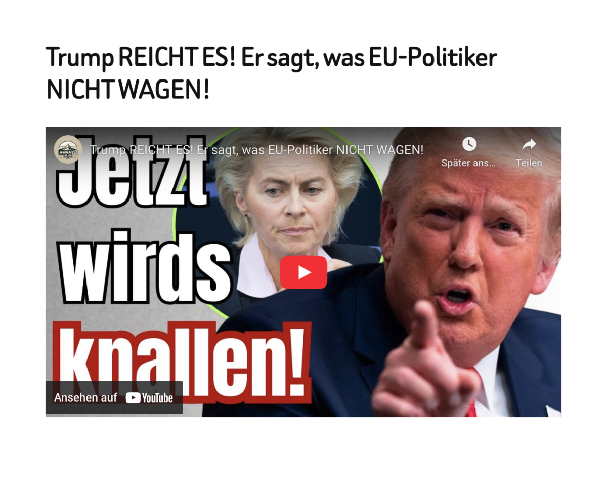 Trump REICHT ES! Er sagt, was EU-Politiker NICHT WAGEN!