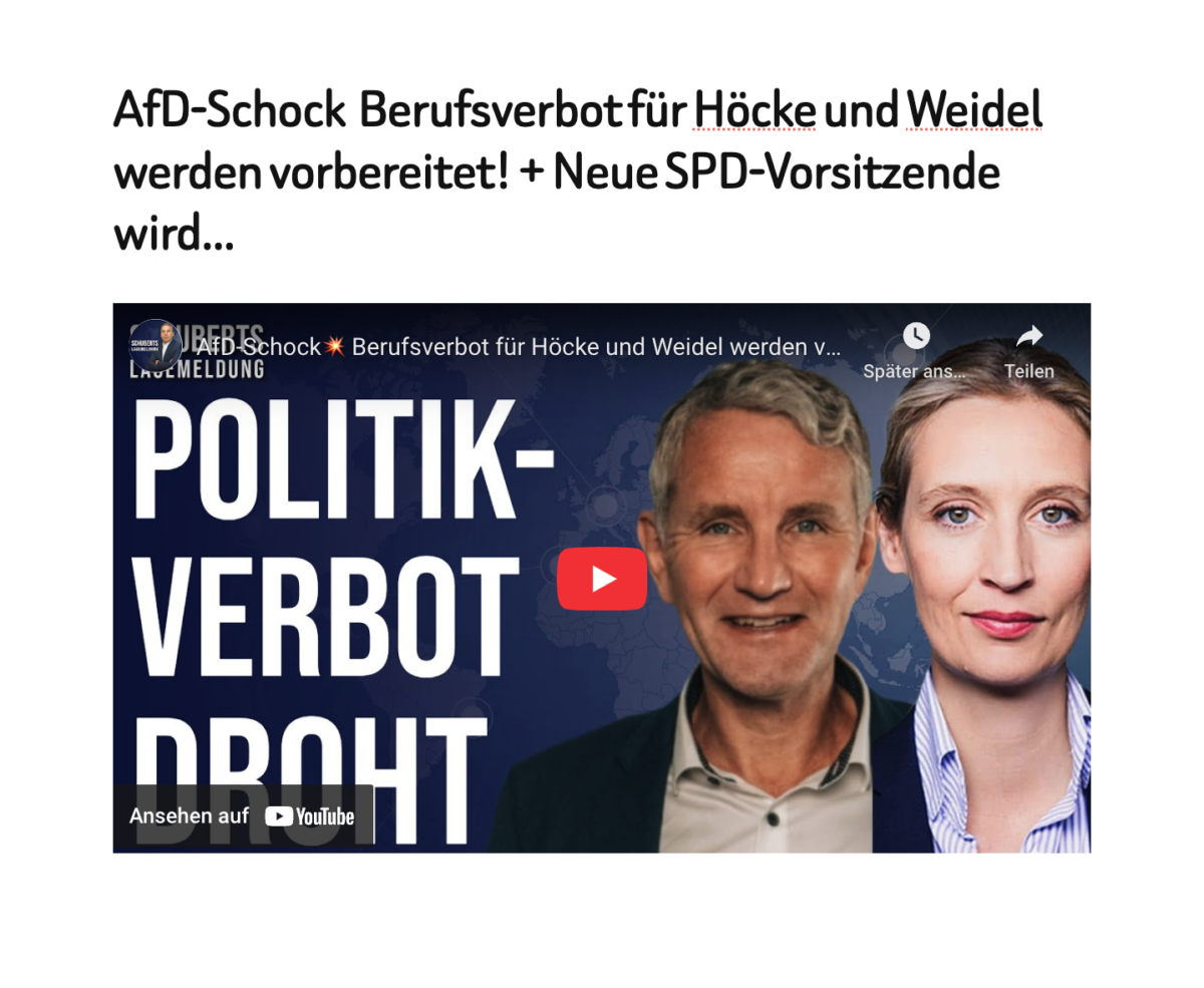 AfD-Schock  Berufsverbot für Höcke und Weidel werden vorbereitet! + Neue SPD-Vorsitzende wird…