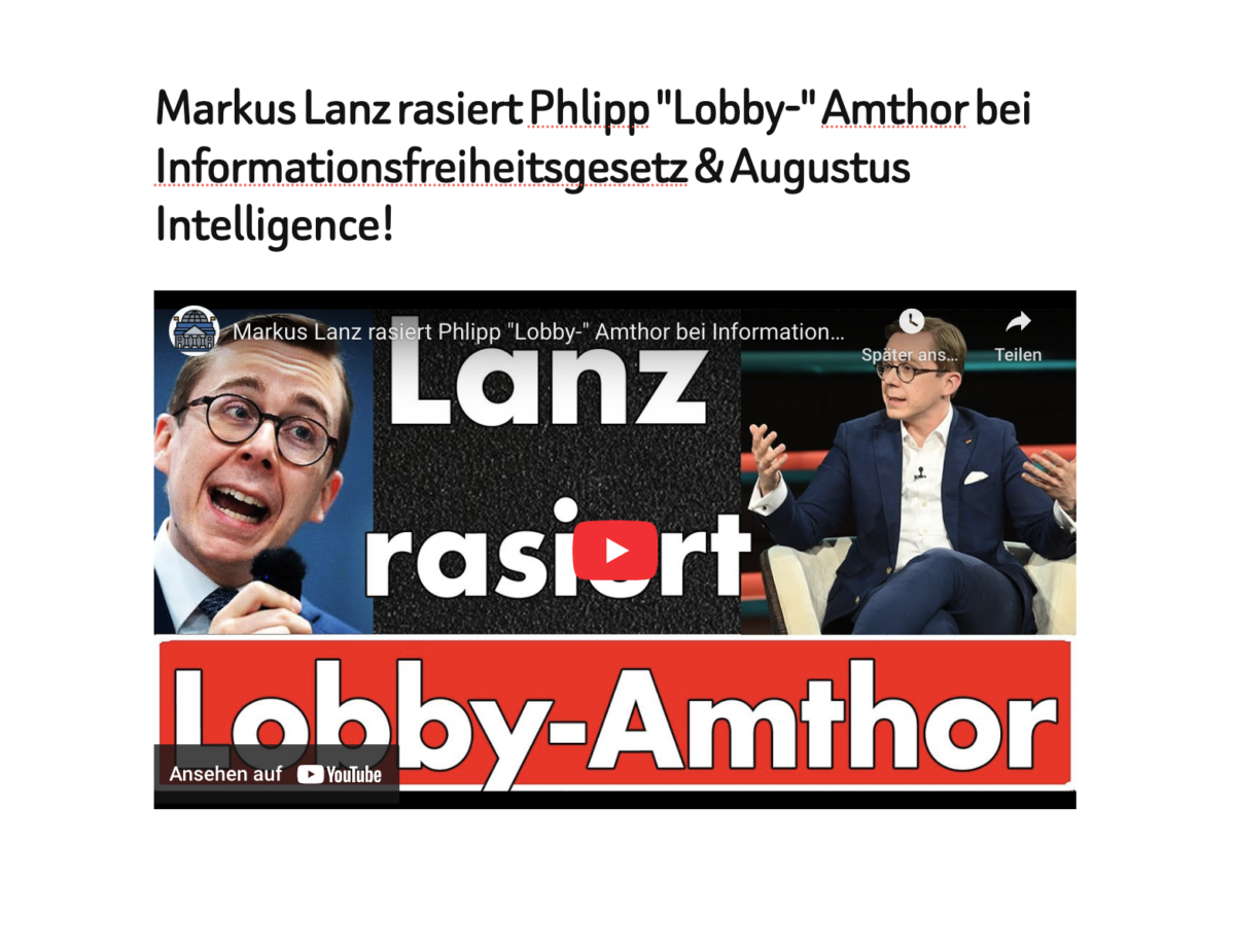 Markus Lanz rasiert Phlipp „Lobby-“ Amthor bei Informationsfreiheitsgesetz & Augustus Intelligence!