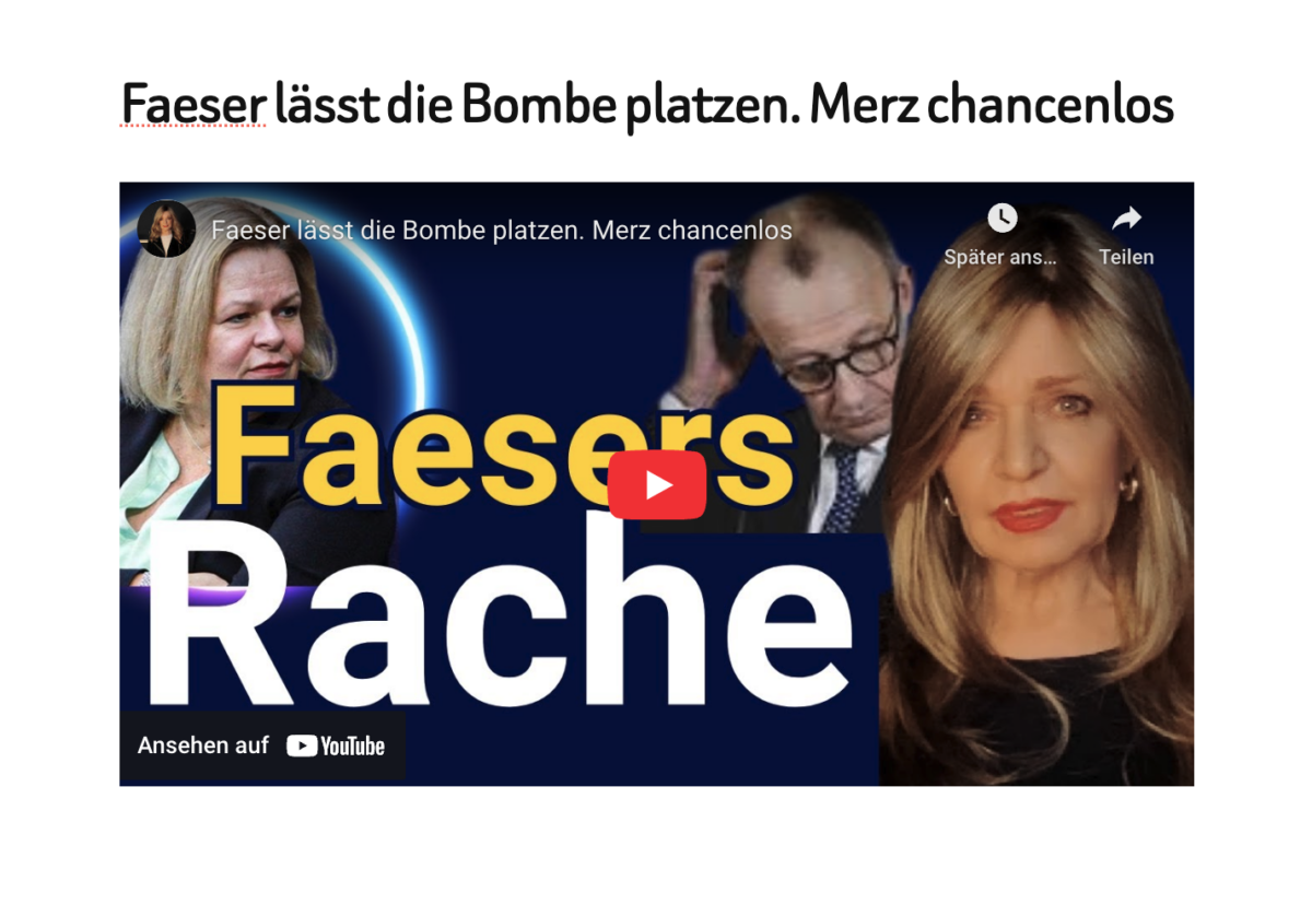 Faeser lässt die Bombe platzen. Merz chancenlos
