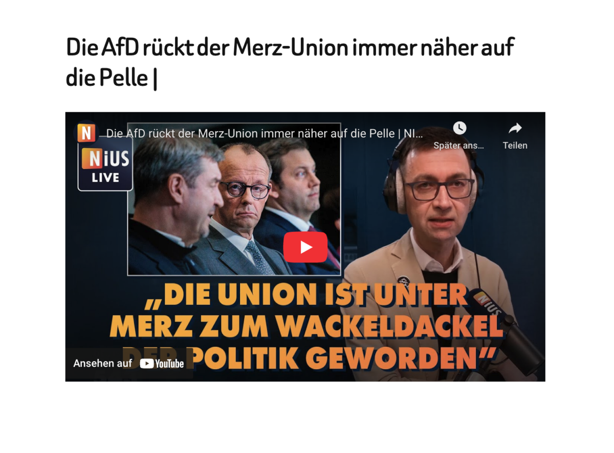 Die AfD rückt der Merz-Union immer näher auf die Pelle |