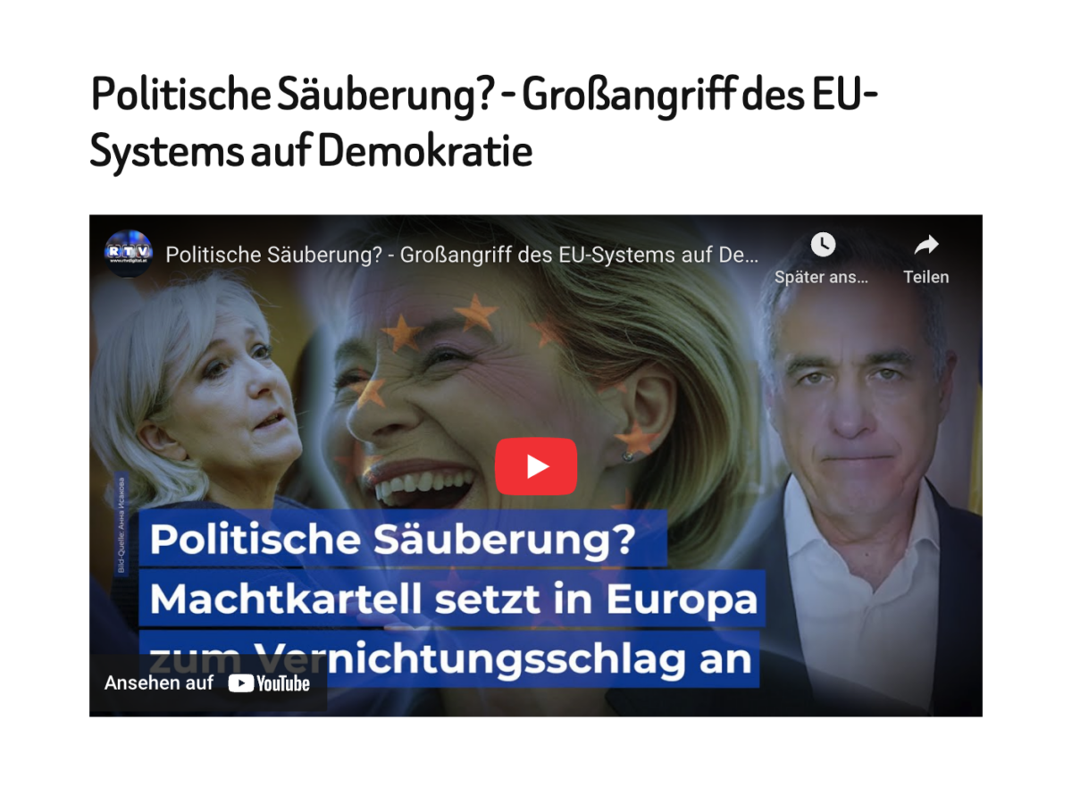 Politische Säuberung? – Großangriff des EU-Systems auf Demokratie
