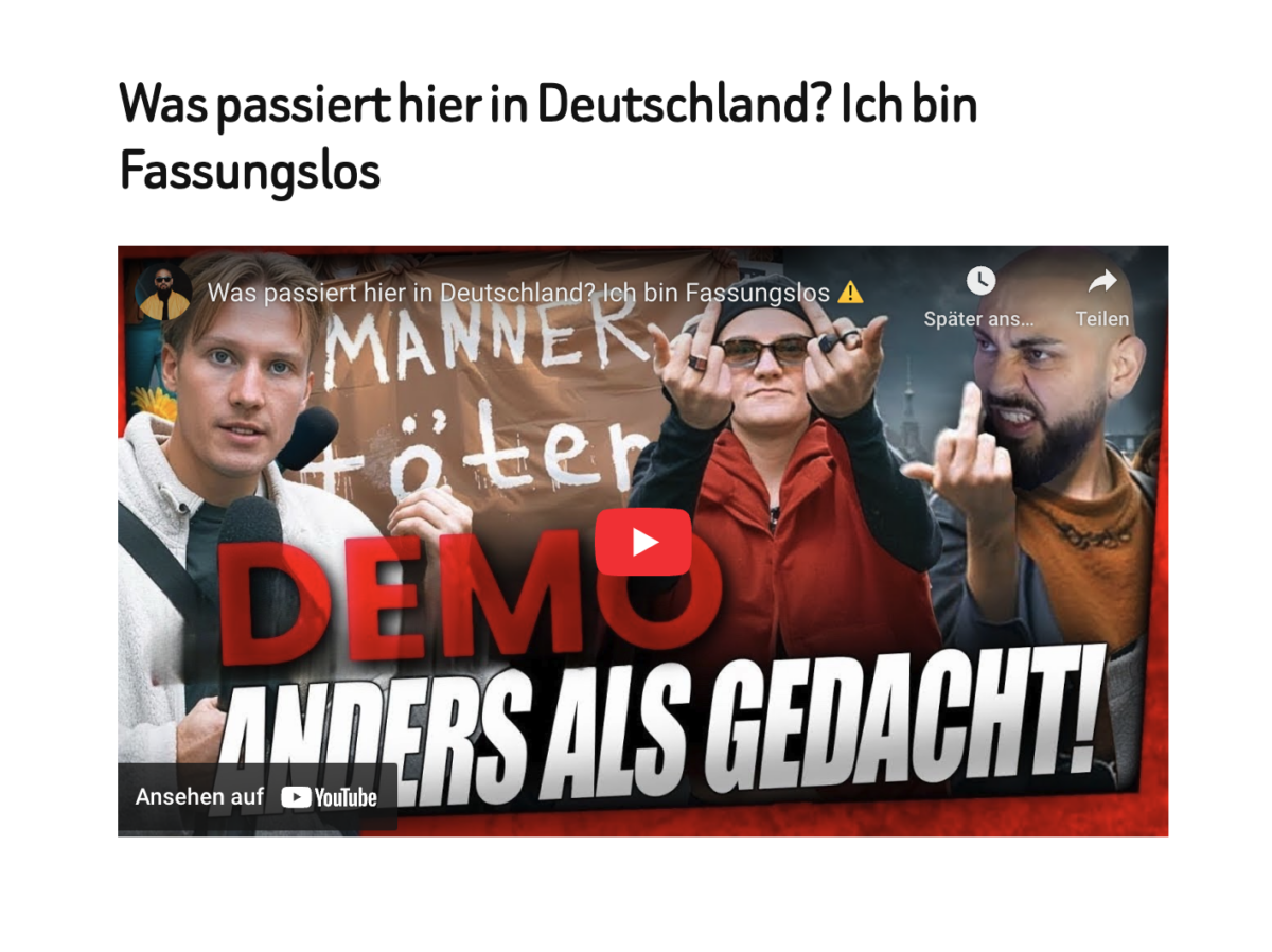 Was passiert hier in Deutschland? Ich bin Fassungslos 