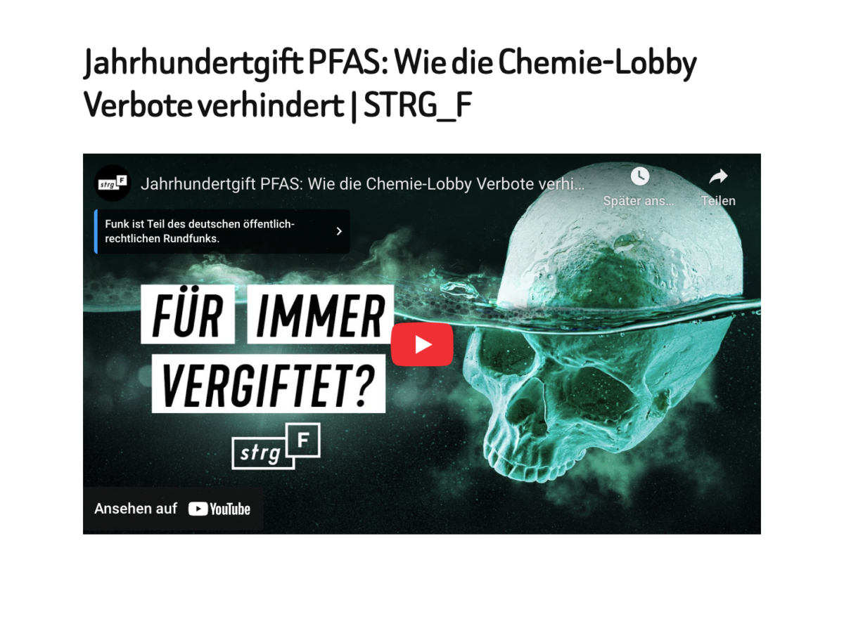 Jahrhundertgift PFAS: Wie die Chemie-Lobby Verbote verhindert | STRG_F