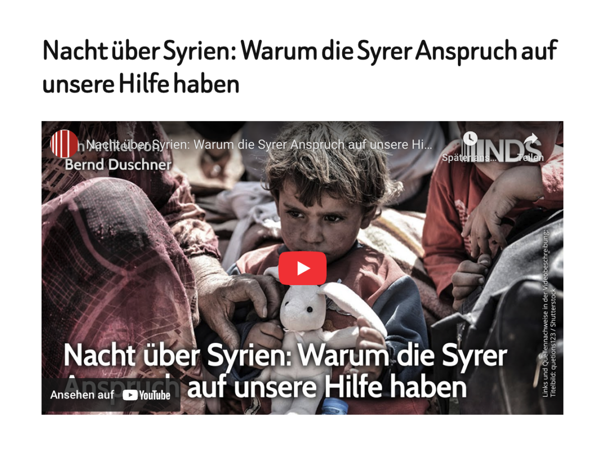 Nacht über Syrien: Warum die Syrer Anspruch auf unsere Hilfe haben 