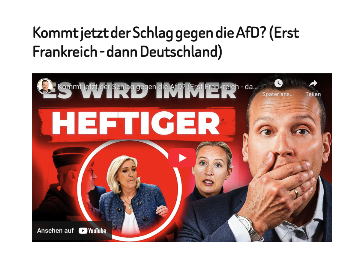 Kommt jetzt der Schlag gegen die AfD? (Erst Frankreich – dann Deutschland)