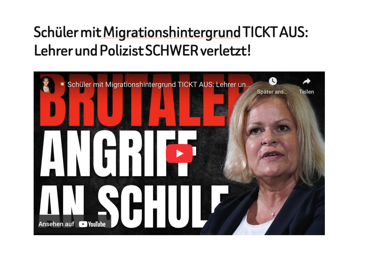 Schüler mit Migrationshintergrund TICKT AUS: Lehrer und Polizist SCHWER verletzt!