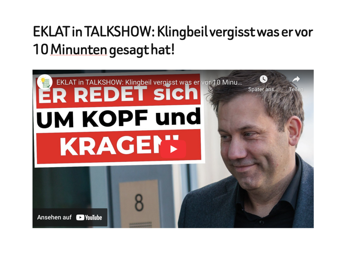 EKLAT in TALKSHOW: Klingbeil vergisst was er vor 10 Minunten gesagt hat!