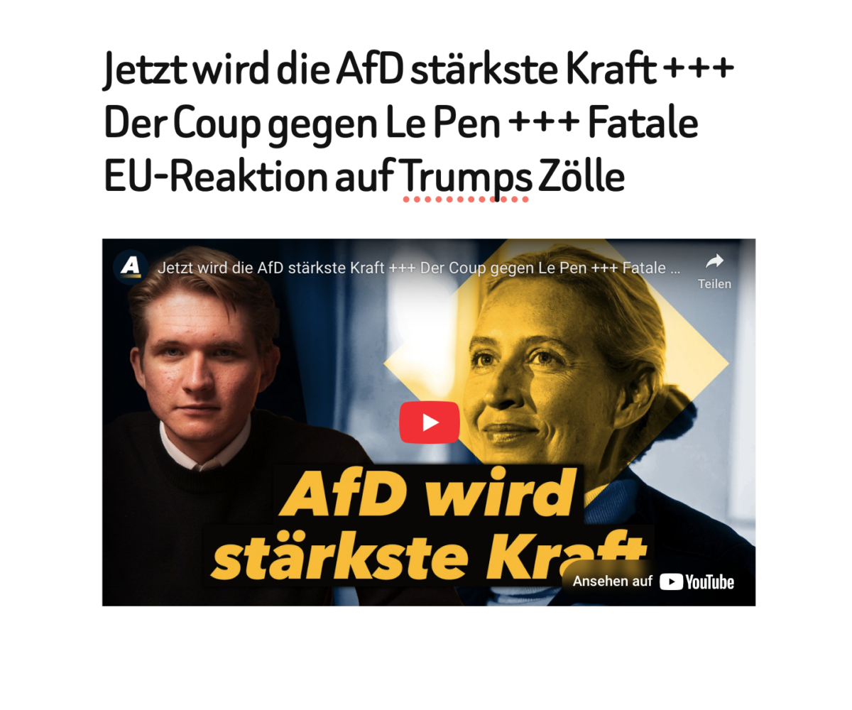Jetzt wird die AfD stärkste Kraft +++ Der Coup gegen Le Pen +++ Fatale EU-Reaktion auf Trumps Zölle