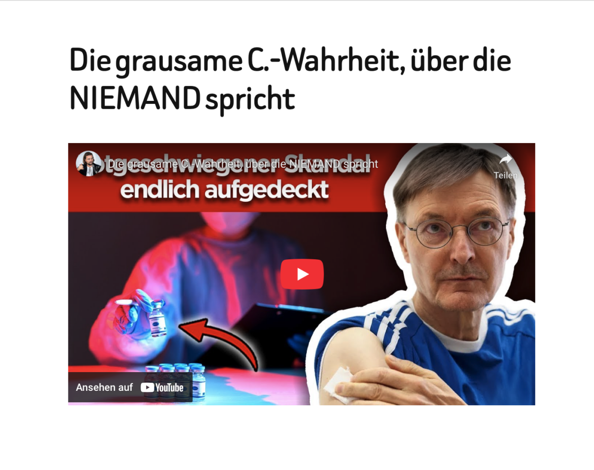 Die grausame C.-Wahrheit, über die NIEMAND spricht
