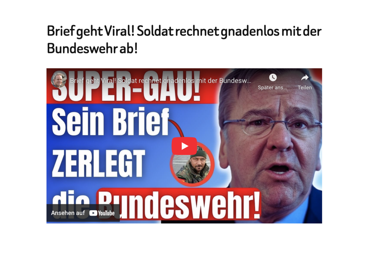 Brief geht Viral! Soldat rechnet gnadenlos mit der Bundeswehr ab!
