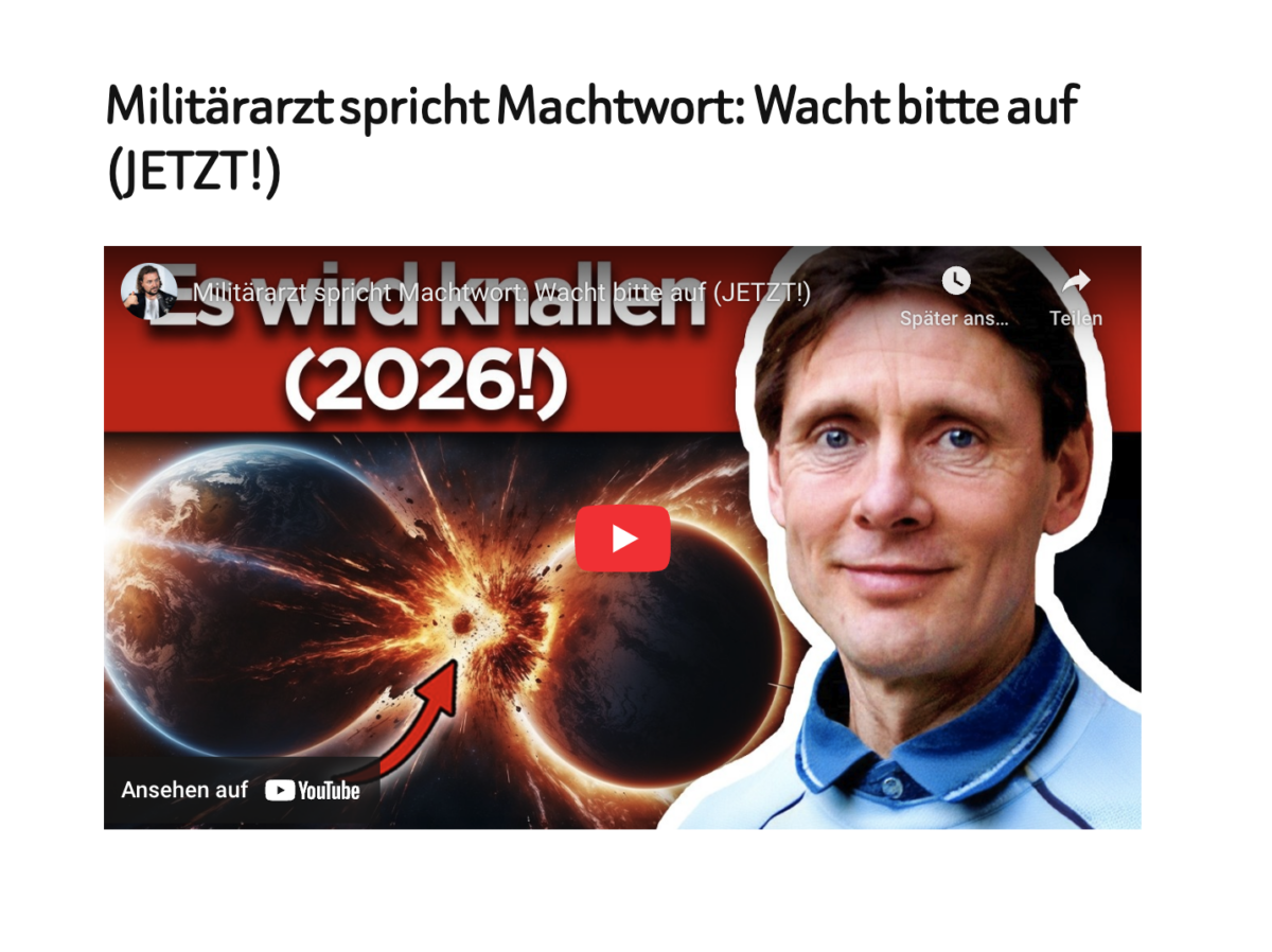 Militärarzt spricht Machtwort: Wacht bitte auf (JETZT!)