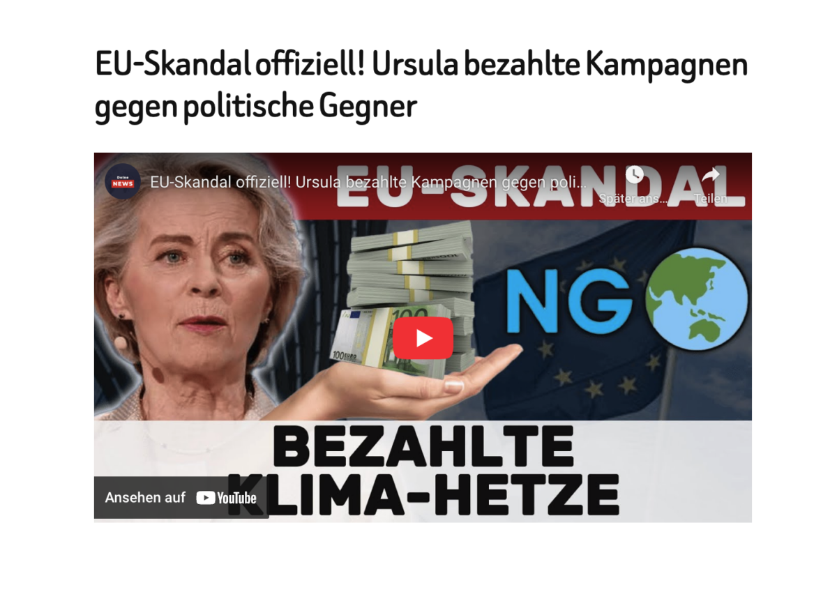 EU-Skandal offiziell! Ursula bezahlte Kampagnen gegen politische Gegner
