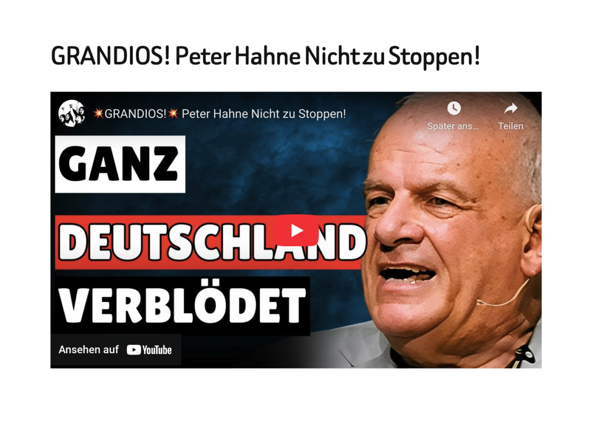 GRANDIOS! Peter Hahne Nicht zu Stoppen!