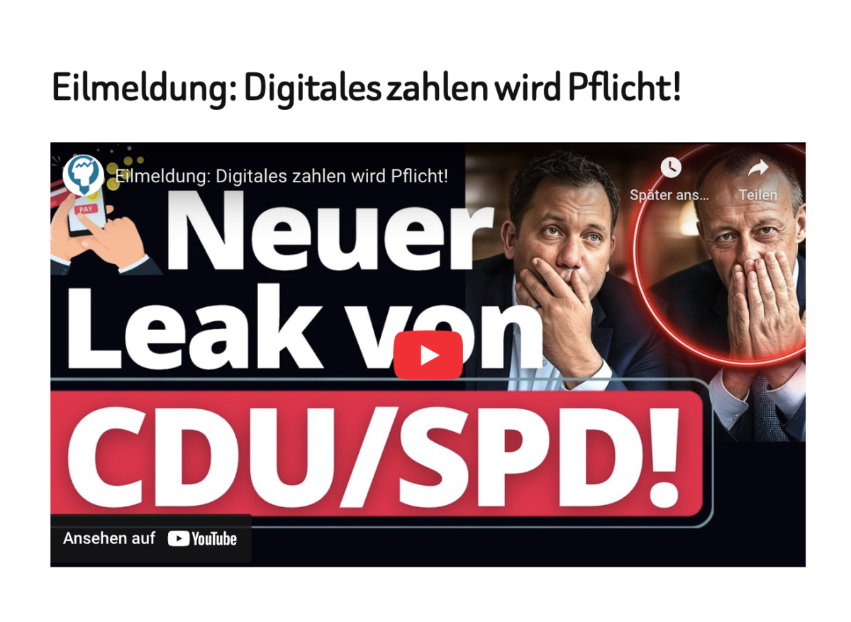 Eilmeldung: Digitales zahlen wird Pflicht!