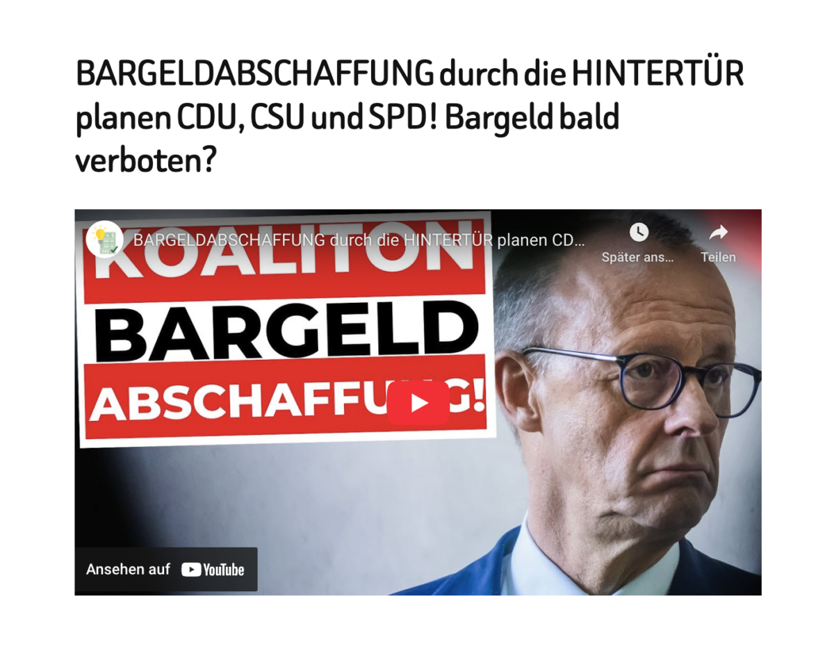BARGELDABSCHAFFUNG durch die HINTERTÜR planen CDU, CSU und SPD! Bargeld bald verboten?