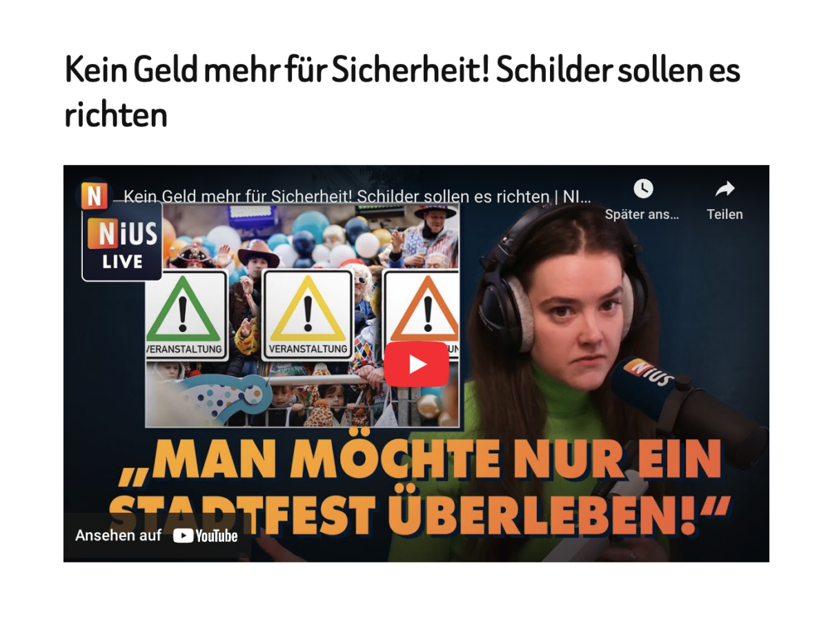 Kein Geld mehr für Sicherheit! Schilder sollen es richten 