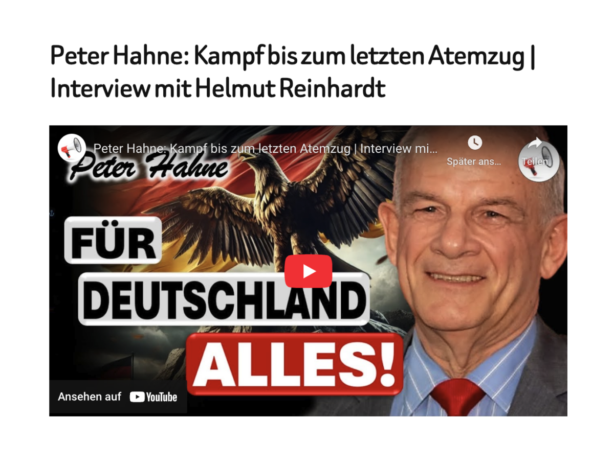 Peter Hahne: Kampf bis zum letzten Atemzug | Interview mit Helmut Reinhardt
