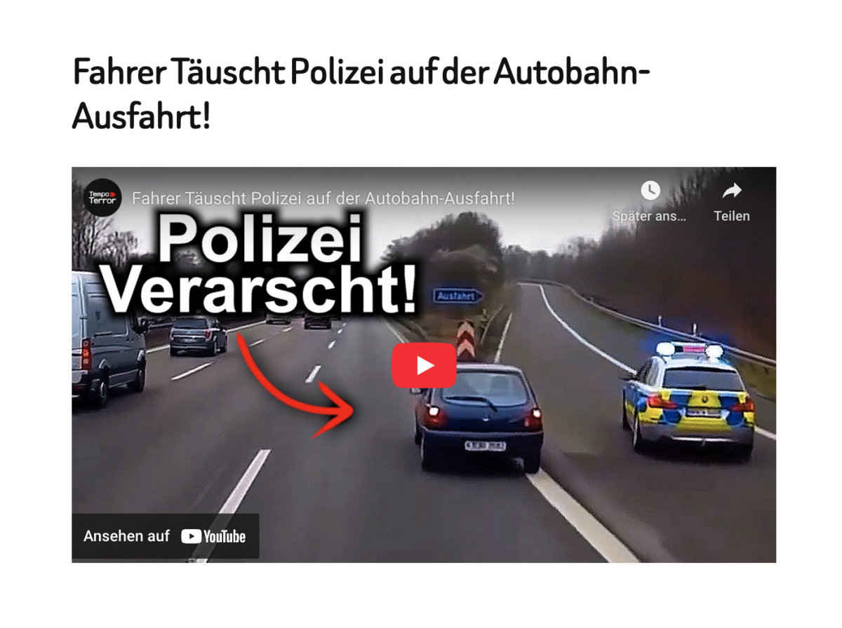 Fahrer Täuscht Polizei auf der Autobahn-Ausfahrt!