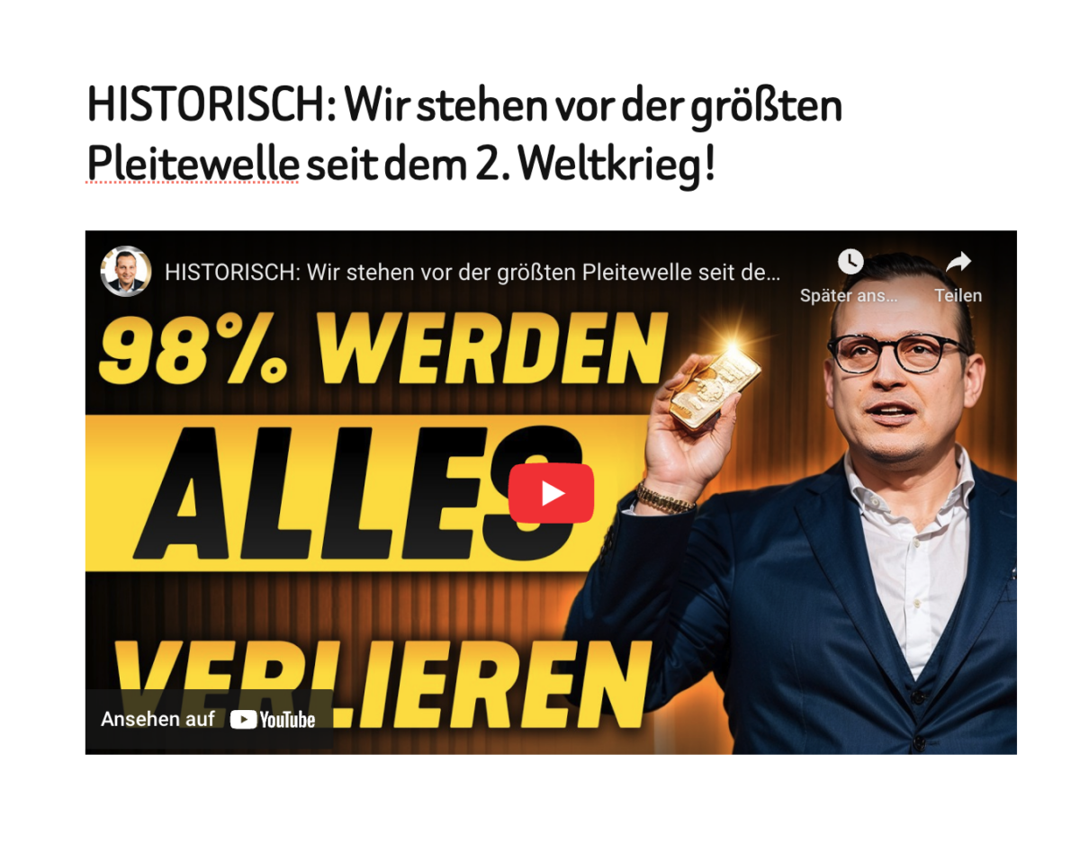 HISTORISCH: Wir stehen vor der größten Pleitewelle seit dem 2. Weltkrieg!