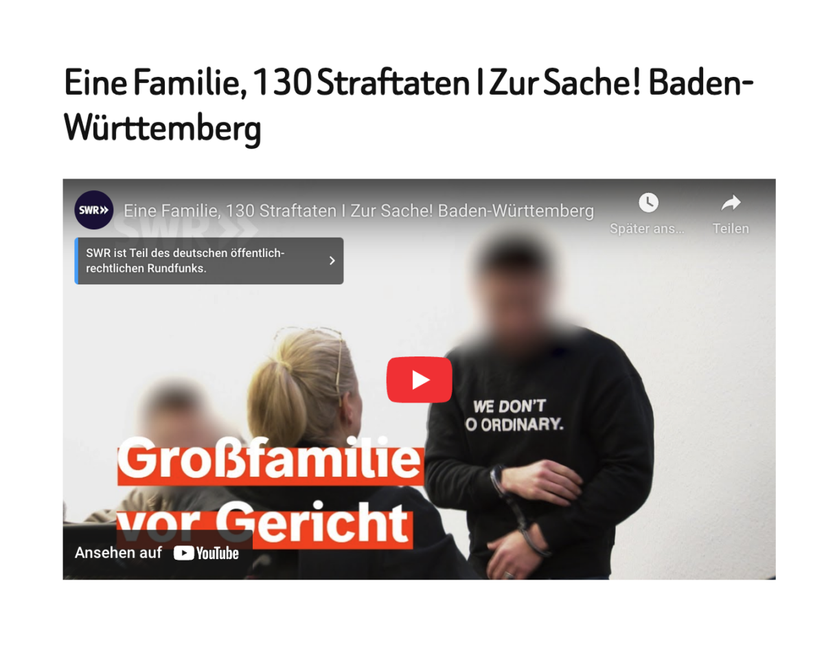 Eine Familie, 130 Straftaten I Zur Sache! Baden-Württemberg