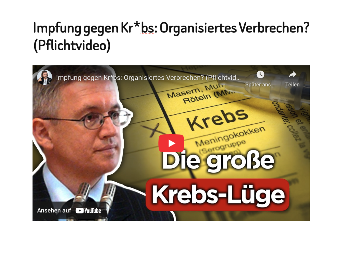 Impfung gegen Kr*bs: Organisiertes Verbrechen? (Pflichtvideo)